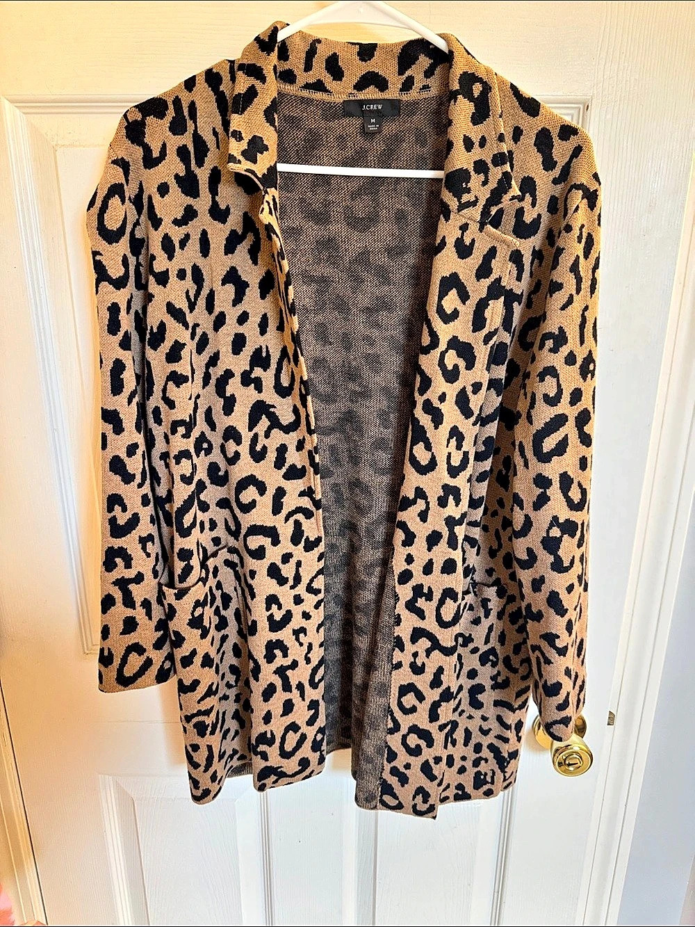 J.Crew Sophie Open-Front Sweater-Blazer in Leopard Brown & Black Medium